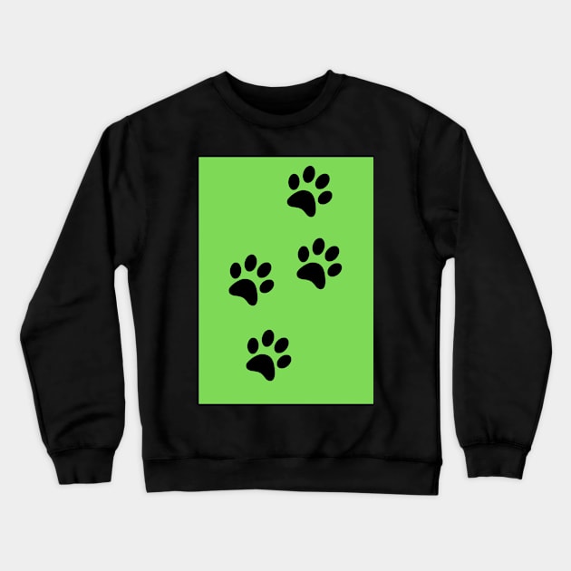 Black Pawprints on Light Green Crewneck Sweatshirt by Blue Butterfly Designs 